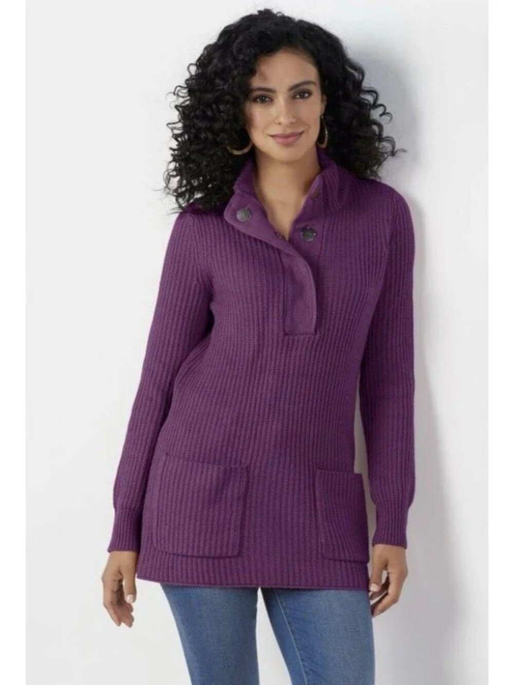 Soft Surroundings Highland Purple Tunic Sweater - Size Medium